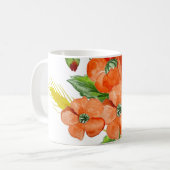 Mug Aquarelle fleurs de coquelicot mignonnes (Devant gauche)