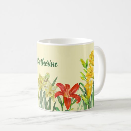 Mug Aquarelle Fleurs de printemps Illustration botaniq (Devant droit)