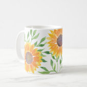 Mug Aquarelle Fleurs de soleil jaunes (Devant gauche)