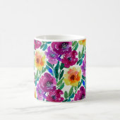 Mug Aquarelle Fleurs Maroon Jaune (Centre)