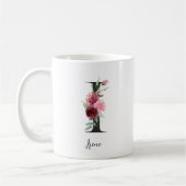 Mug Aquarelle Fleurs Monogramme I Nom personnalisé (Gauche)