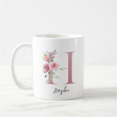 Mug Aquarelle Fleurs Monogramme Rose H Nom personnalis (Gauche)