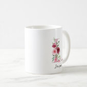 Mug Aquarelle Fleurs Monogramme Rose L Nom personnalis (Devant droit)