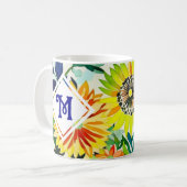 Mug Aquarelle Fleurs Monogrammes (Devant gauche)