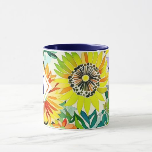 Mug Aquarelle Fleurs Monogrammes (Centre)