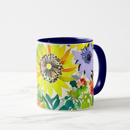 Mug Aquarelle Fleurs Monogrammes (Devant droit)