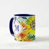 Mug Aquarelle Fleurs Monogrammes (Devant gauche)