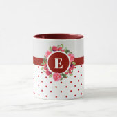 Mug Aquarelle Fleurs rouges et roses Cercle de couronn (Centre)
