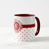 Mug Aquarelle Fleurs rouges et roses Cercle de couronn (Devant droit)