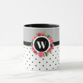 Mug Aquarelle Fleurs rouges et roses Cercle de couronn (Centre)