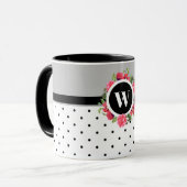 Mug Aquarelle Fleurs rouges et roses Cercle de couronn (Devant gauche)