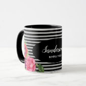 Mug Aquarelle Fleurs rouges et roses Gris noir (Devant gauche)