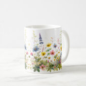Mug Aquarelle Fleurs sauvages Fleur Bleu Jaune (Devant droit)