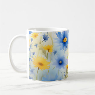 Mug Aquarelle Fleurs sauvages sur le bleu de Cornflowe