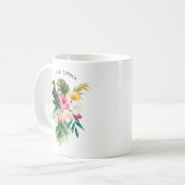 Mug Aquarelle Fleurs tropicales avec Toucan Custom (Devant gauche)