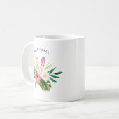 Mug Aquarelle Fleurs tropicales, Feuilles avec crème g (Devant gauche)