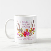 Mug Aquarelle Floral Antler Bonne fête des mères sur m (Gauche)