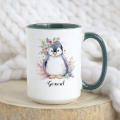 Mug Aquarelle Floral Bébé écureuil & bébé pingouin