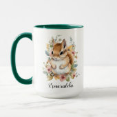 Mug Aquarelle Floral Bébé écureuil & bébé pingouin (Gauche)