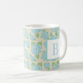 Mug Aquarelle Floral Bleu Hydrangée Monogramme initial (Devant droit)