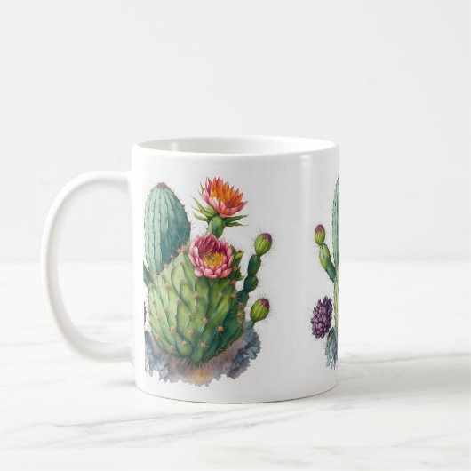 Mug Aquarelle Floral Cactus Succulent Cadeau Plante (Gauche)