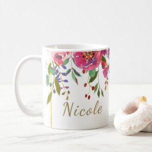 Mug Aquarelle Floral Fleurs Moderne Coloré Audacieux