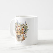 Mug Aquarelle Floral Fox Cute (Devant gauche)