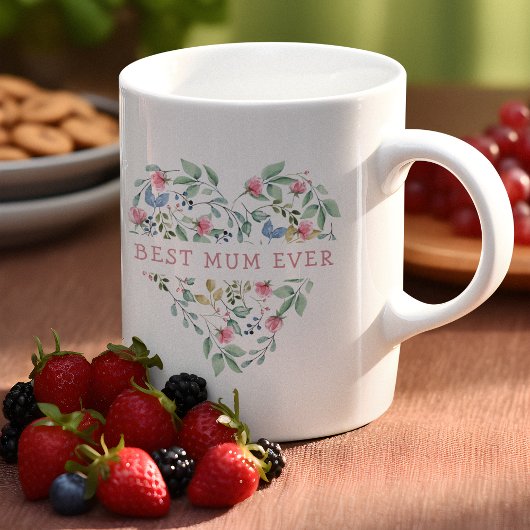 Mug Aquarelle Floral Heart Meilleure maman jamais
