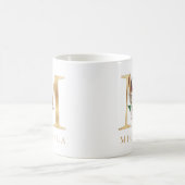 Mug Aquarelle Floral & Lettre Or M Monogramme (Centre)