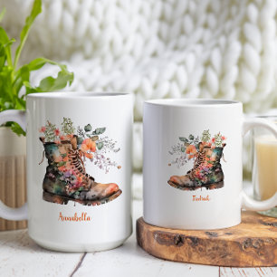 Mug Aquarelle Floral Love Boots avec Fleurs