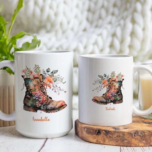 Mug Aquarelle Floral Love Boots avec Fleurs