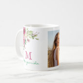 Mug Aquarelle Floral Monogramme Deux Photo Collage Gir (Devant gauche)