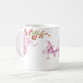 Mug Aquarelle Floral Monogramme personnalisé (Devant gauche)
