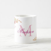 Mug Aquarelle Floral Monogramme personnalisé (Centre)