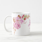 Mug Aquarelle Floral Monogramme personnalisé (Gauche)