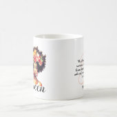 Mug Aquarelle Floral noir Afro femme avec Monogramme (Centre)