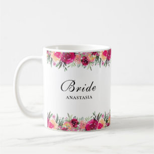 Mug Aquarelle Floral Rose Mariage mariée