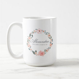 Mug Aquarelle Floral Rose & Sage Verdure Wreath
