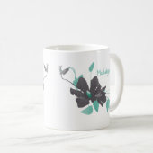 Mug Aquarelle Floral tendance Turquoise Grey Nom Café (Devant droit)