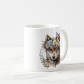 Mug Aquarelle Floral Wolf (Devant droit)