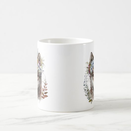 Mug Aquarelle Floral Wolf (Centre)