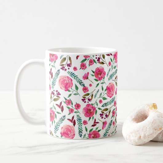 Mug Aquarelle Florale (Avec donut)