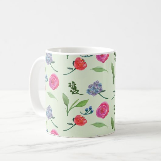 Mug Aquarelle Florale (Devant gauche)