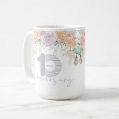 Mug Aquarelle Florale 10e anniversaire Mariage (Devant gauche)