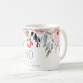 Mug Aquarelle florale 80e anniversaire cadeau de fête (Devant droit)