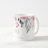 Mug Aquarelle florale 90e anniversaire cadeau de fête (Devant droit)