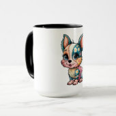 Mug Aquarelle florale adorable bébé chien (Devant gauche)