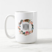 Mug Aquarelle florale avec le jour de mère des plumes (Gauche)