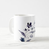 Mug Aquarelle florale bleu marine (Devant gauche)