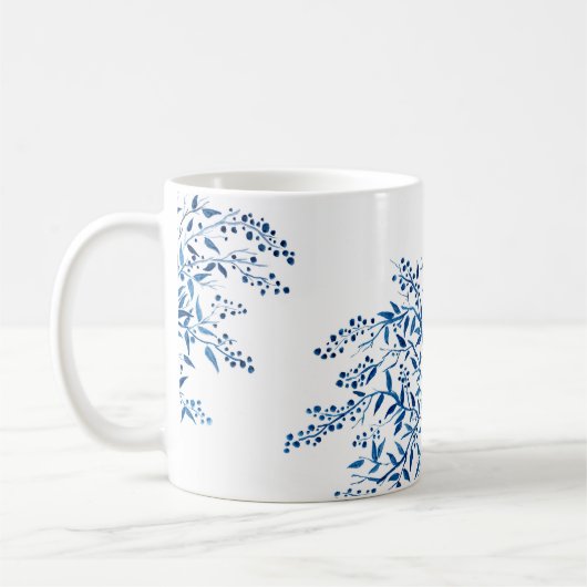 Mug Aquarelle florale bleue (Gauche)